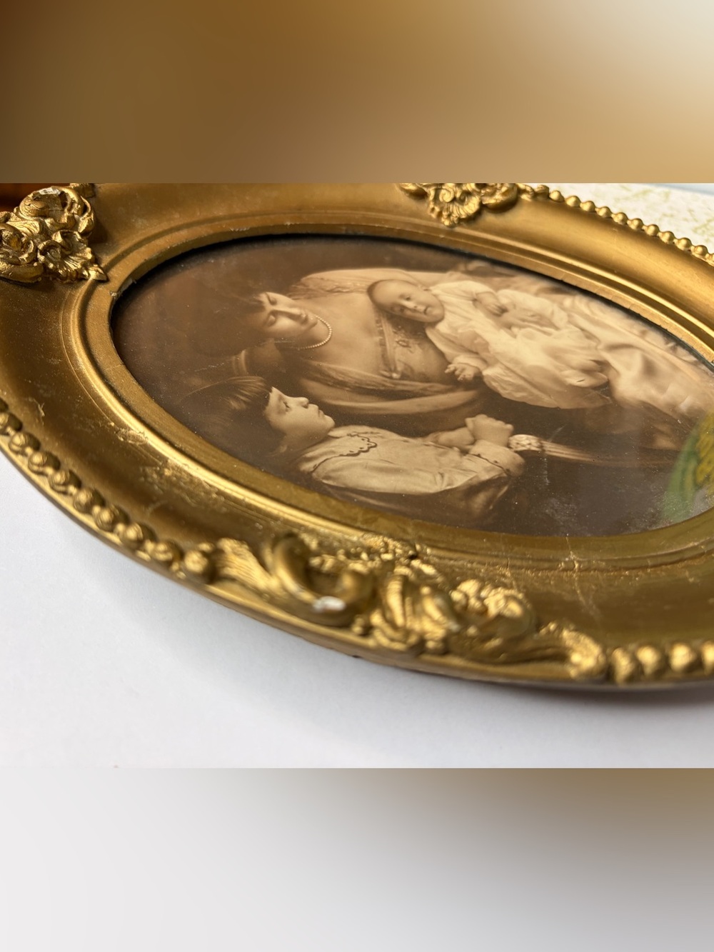 Gold Ornate Oval Picture Frame Beaded Gesso Victorian Edwardian Antique - Picture 11 of 15